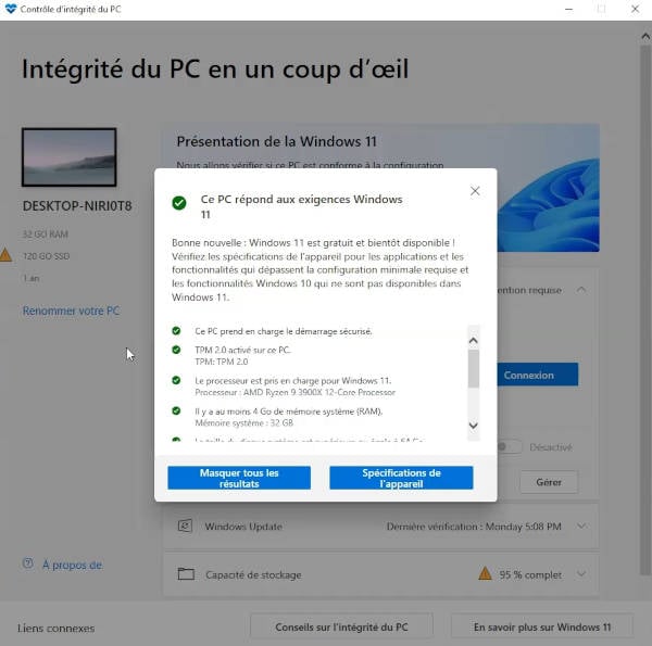 Contrôle d'intégrité du PC