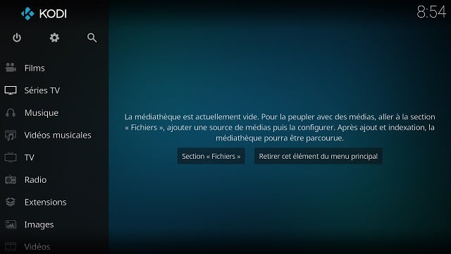 Menu principale de Kodi