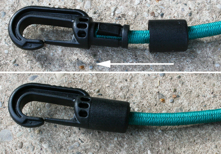 Karabinerhaken aus Kunststoff mit "Autolock" System. Schnell montiert, wiederverwendbar.