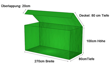 Großer Netzsack mit Deckel und 20cm Überlappung.