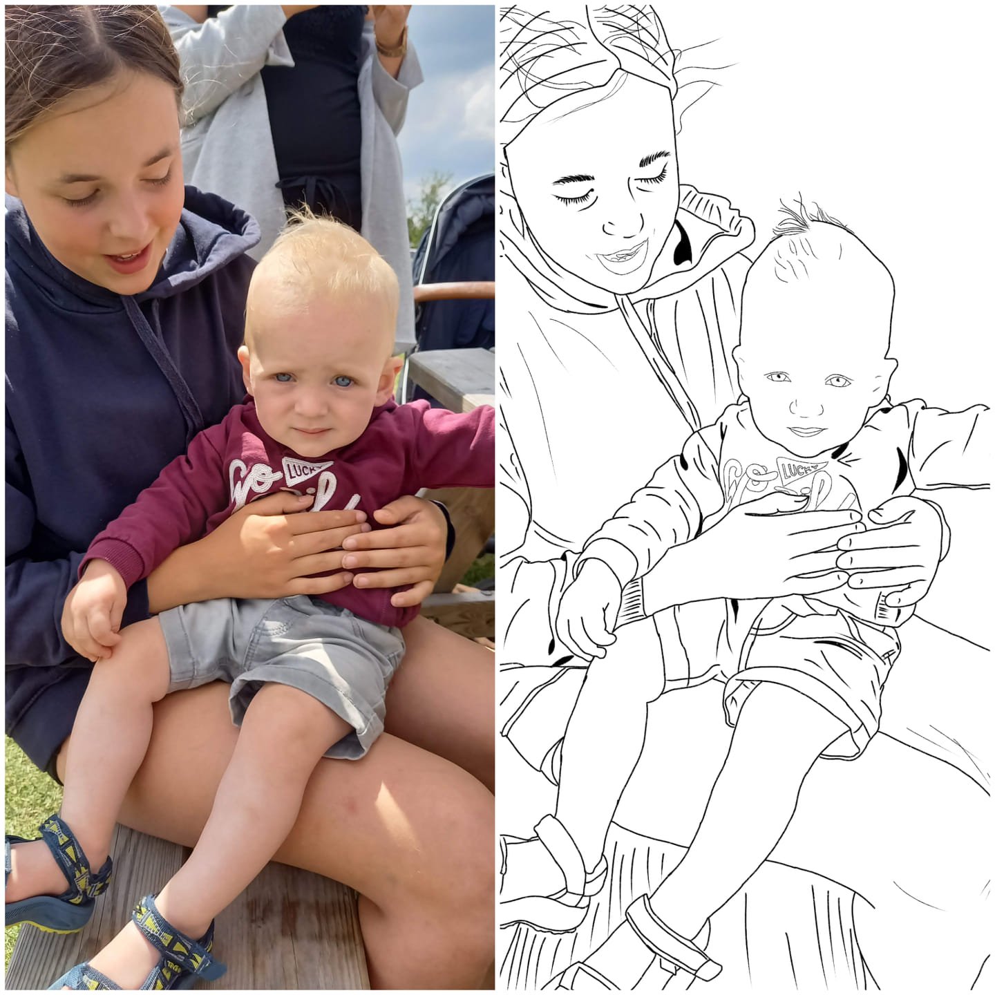 Je eigen foto in een tekening gemaakt door Lieve de Wit.