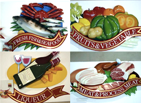 シーフード/ワイン/野菜/肉　立体サイン