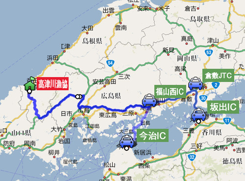 広島・四国方面から高津川流域へのアクセス