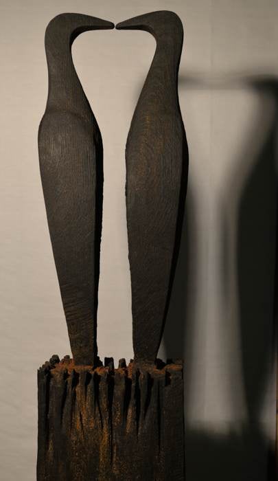 Holz geschwärzt auf Rost 96x24 