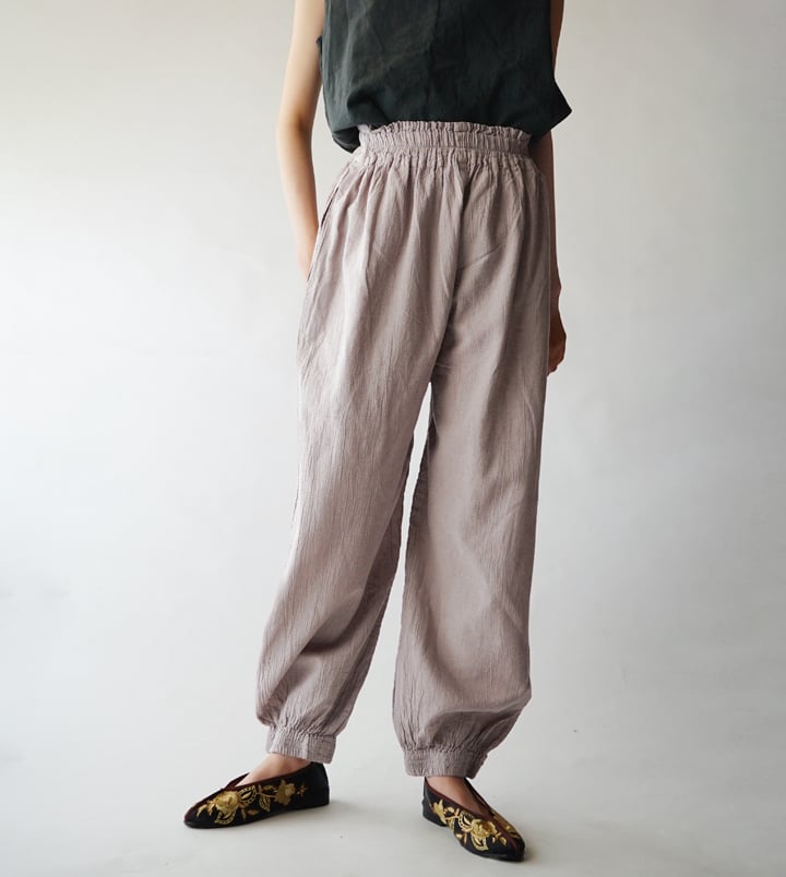 ヂェン先生の日常着 バルーンパンツM ヂェン先生の日常着 レギュラーバルーンパンツ M ブルー 春夏生地