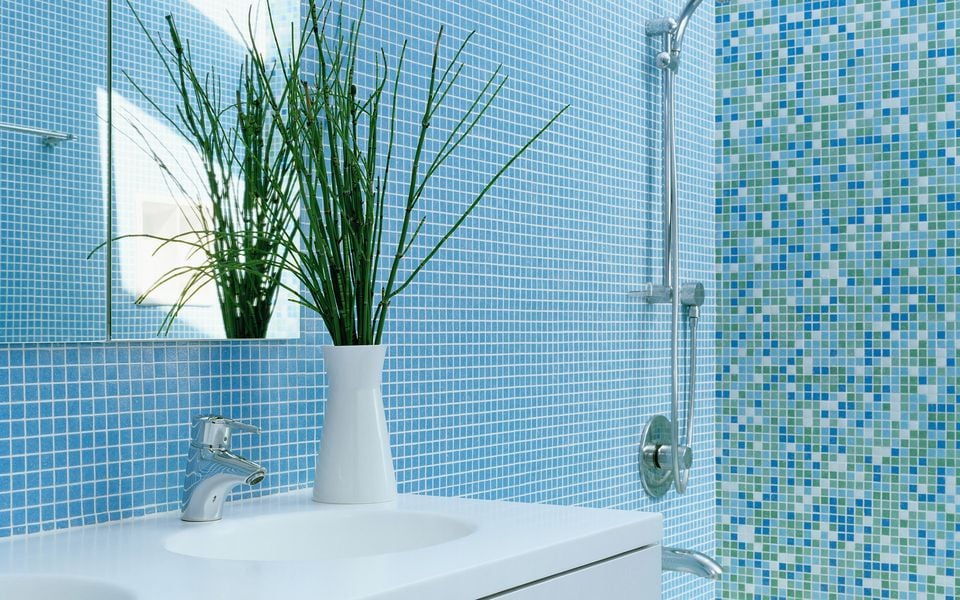 Mosaico pasta di vetro azzurro per rivestimento bagno