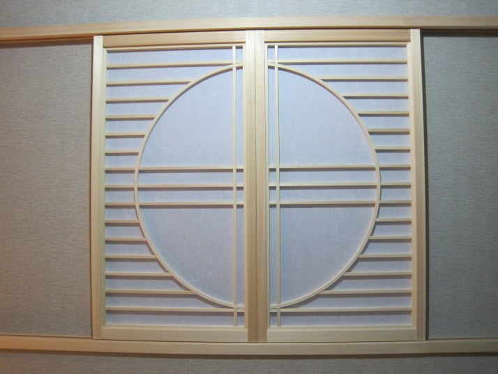 桧　丸窓障子