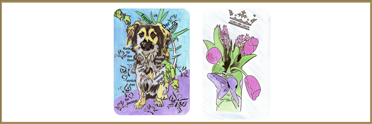 Blumen und Hundkarte Lenormand
