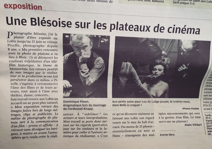  Article Nouvelle République  " Une blésoise sur les plateaux de cinéma " 