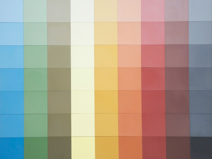 Kobaltblau, Chromoxidgrün, Umbra, Lichtgelb, Ocker, Orangeocker, Oxidrot, Oxidbraun, Oxidschwarz