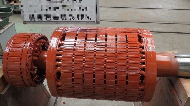 船舶向け発電機用ローターコイル巻替え