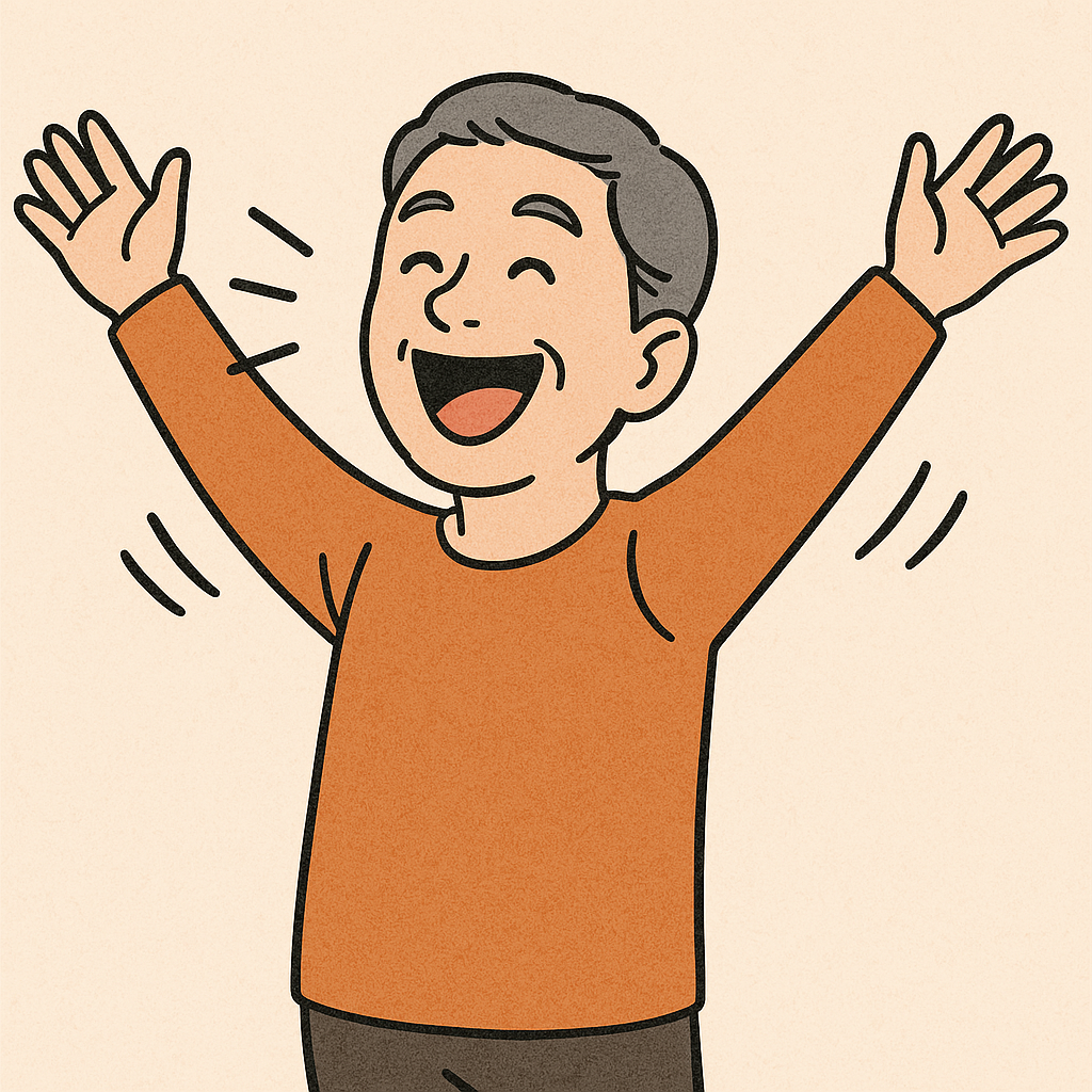ポカポカ手振り笑い