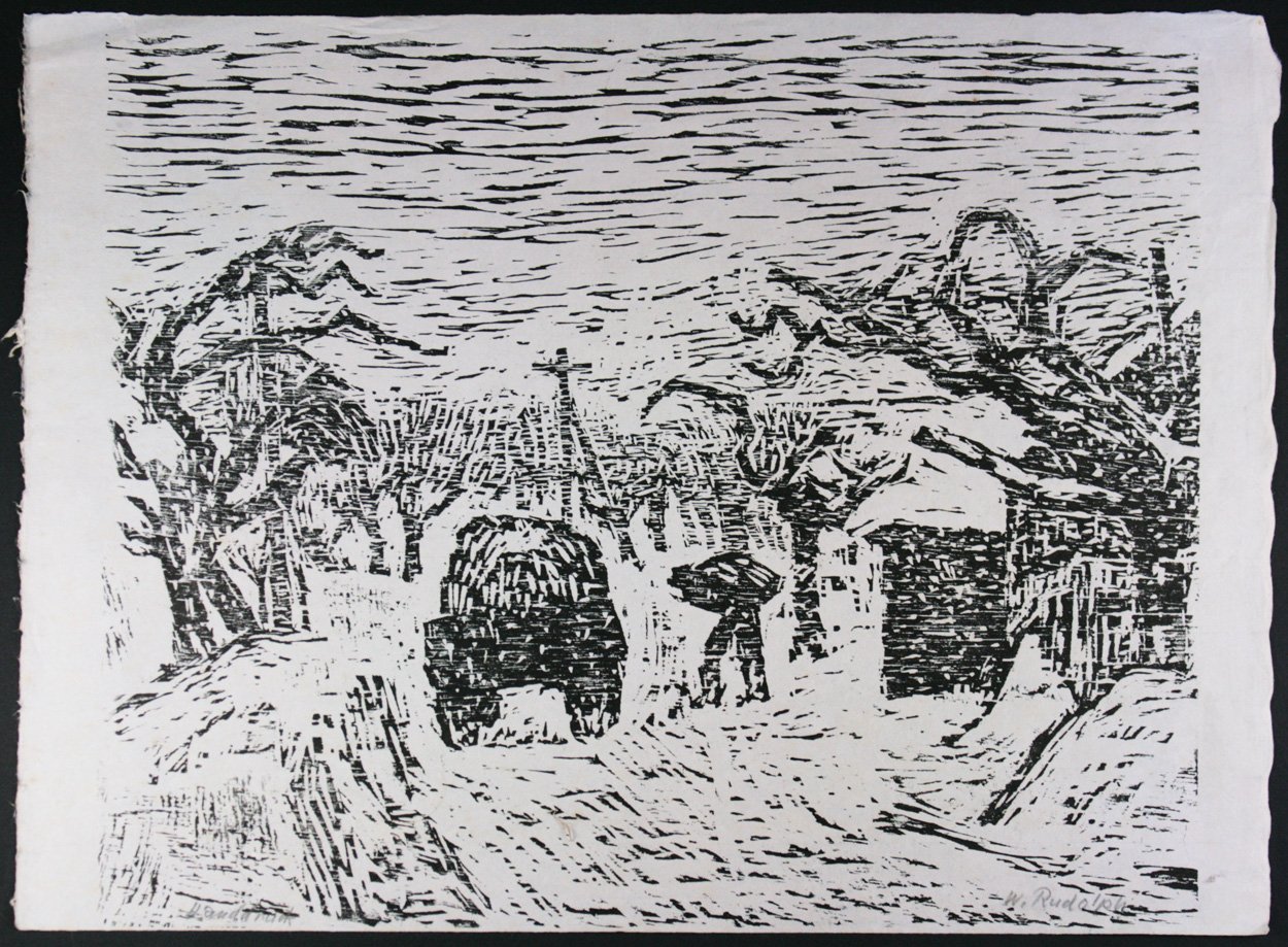 Wilhelm Rudolph, Verschneite Landschaft mit Kohlenträger