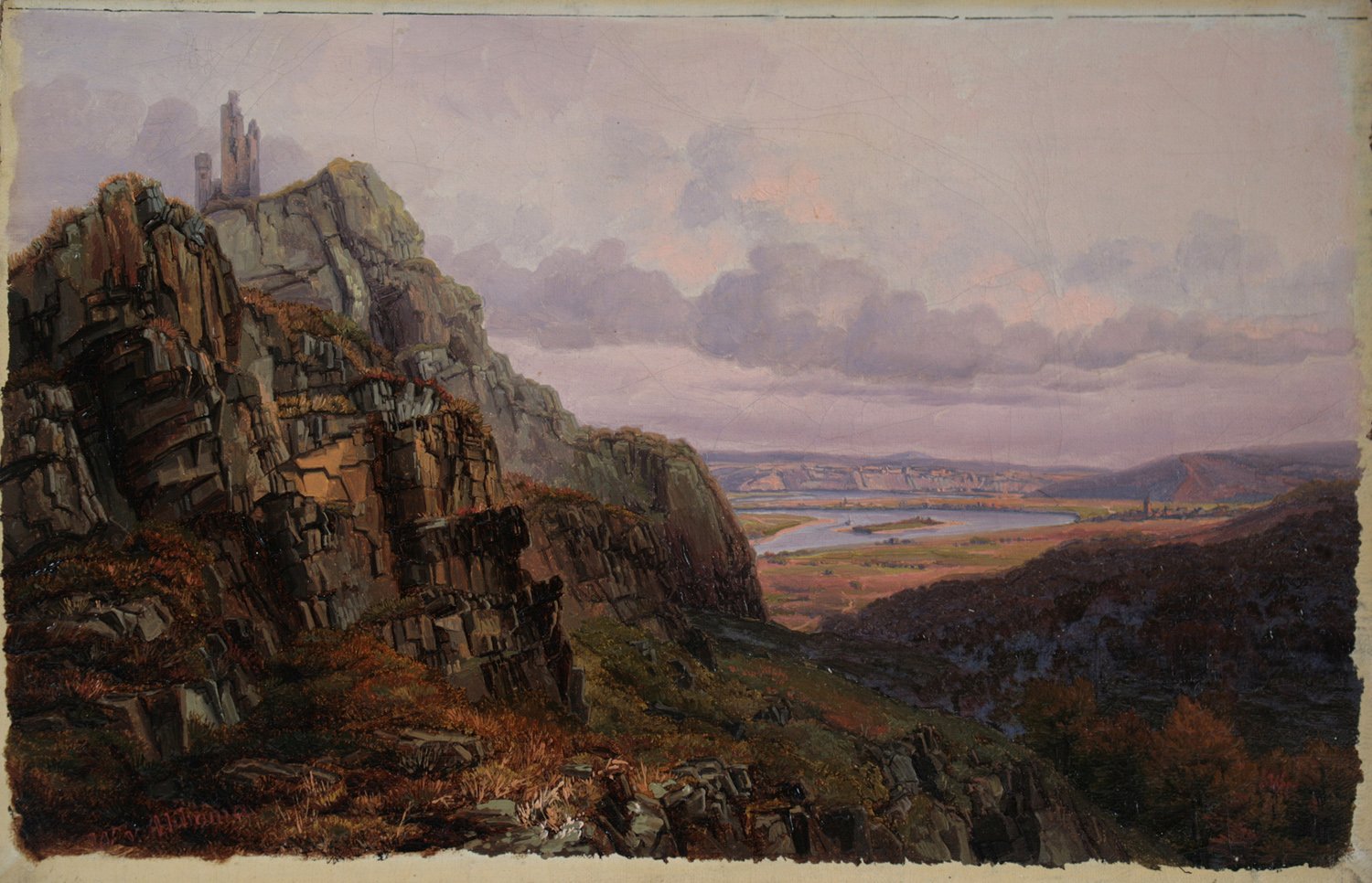 Wilhem von Abbema, Flusslandschaft mit Gebirgszug, Eifellandschaft