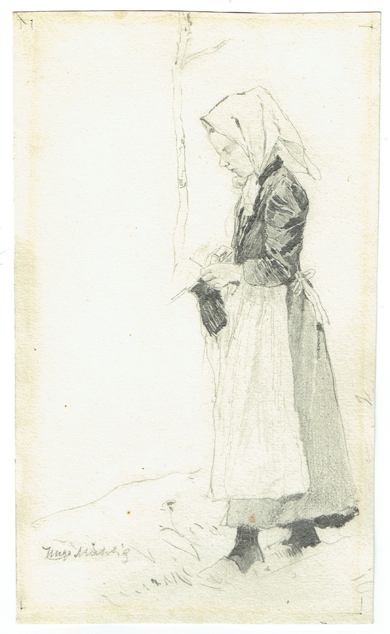 Hugo Mühlig, Strickendes Bauernmädchen