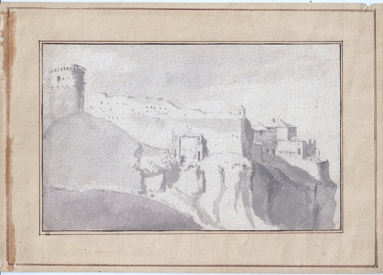 Niederländisch, Italienische Berglandschaft mit einer Festung