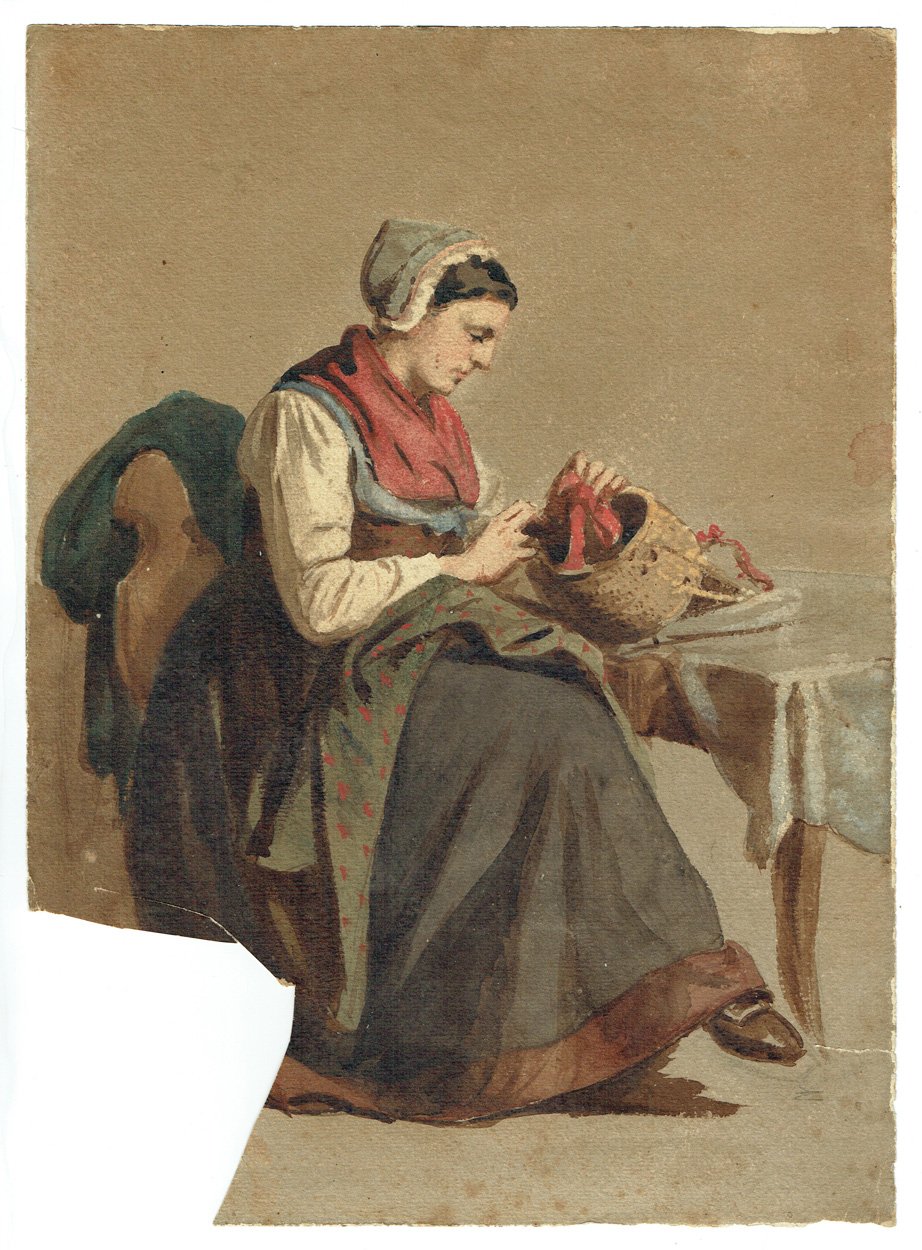 Bernhard Reinhold, Frau bei der Handarbeit