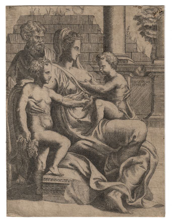 Giulio Bonasone - Die heilige Familie mit dem Johannesknaben