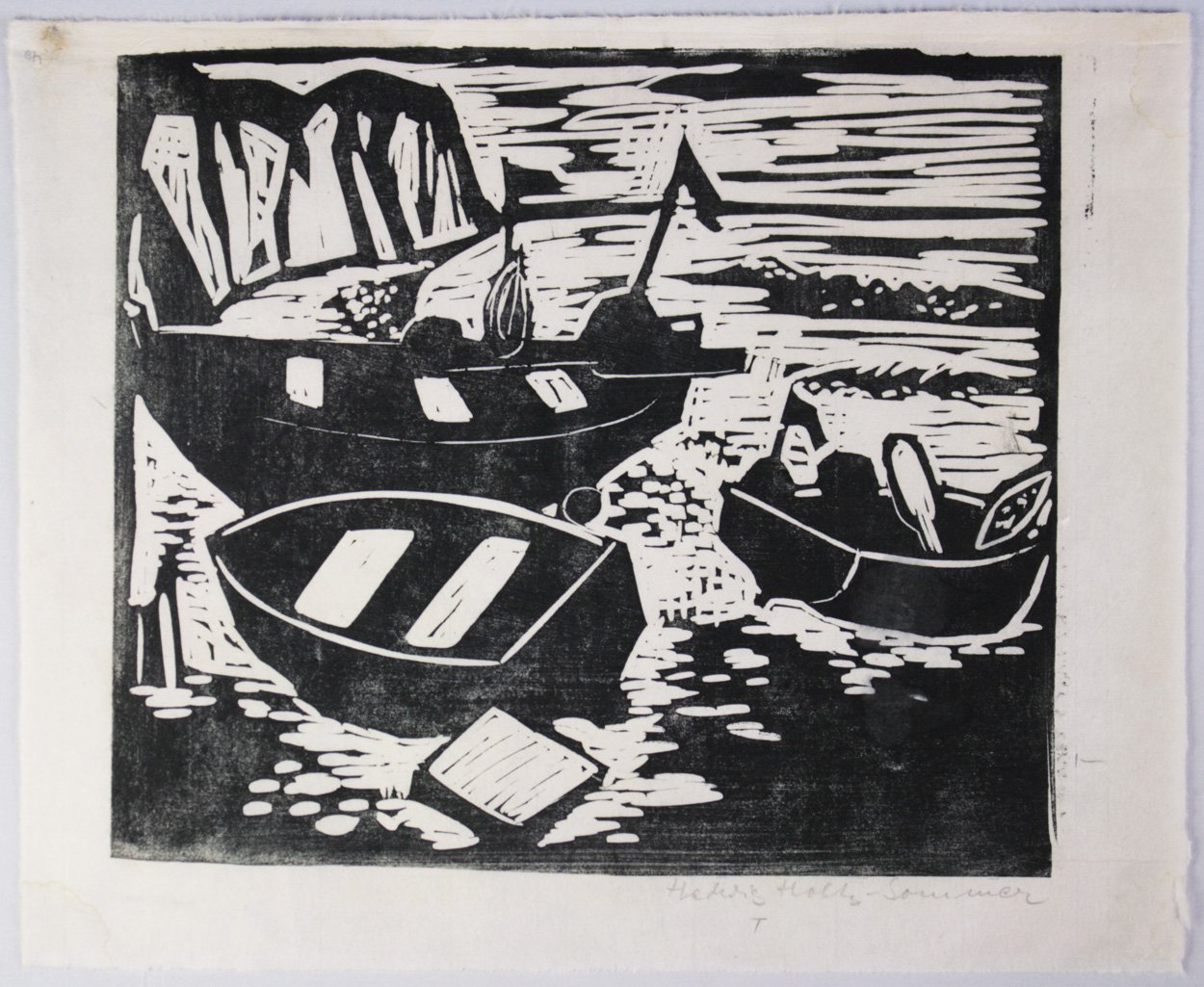 Hedwig Holtz-Sommer, Boote, Linolschnitt