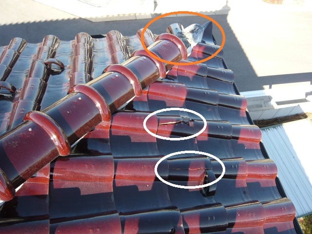 地震の影響でi傷んだS型瓦屋根の修理　in宇都宮市