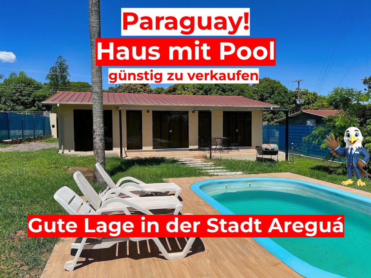 Praktisches Haus mit Pool in Paraguay Areguá – Ideal für Familien, Auswanderer oder Kapitalanleger #adler421