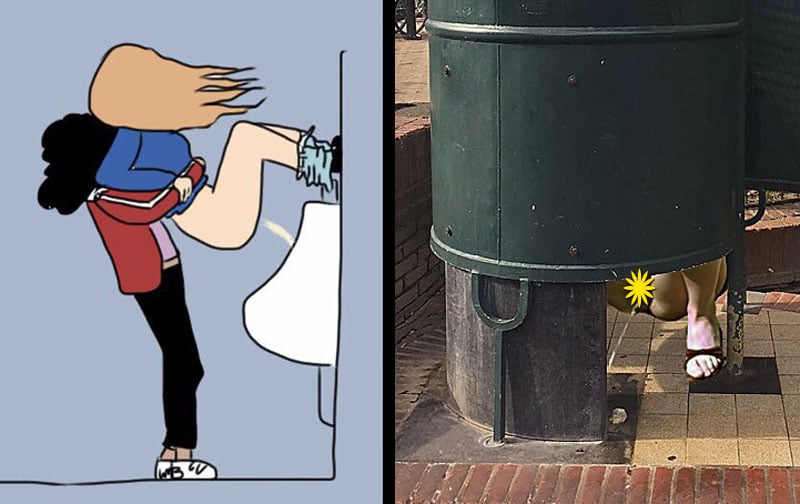 девушка писает в туалете