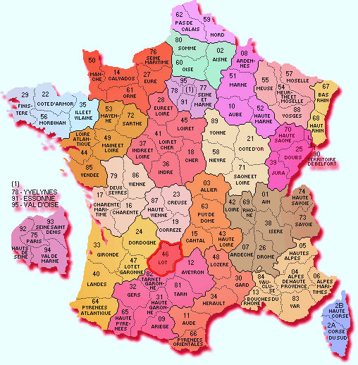position du lot dans la france - le département du Lot 46