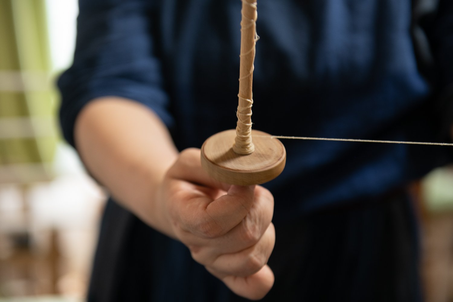 ▲巻き取られたおお麻の糸。