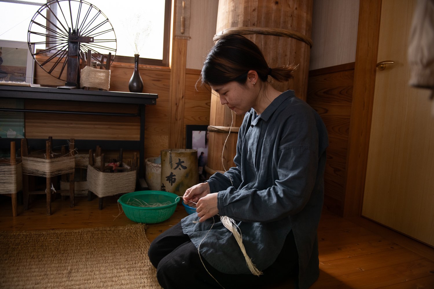 ▲糸績みの様子。
