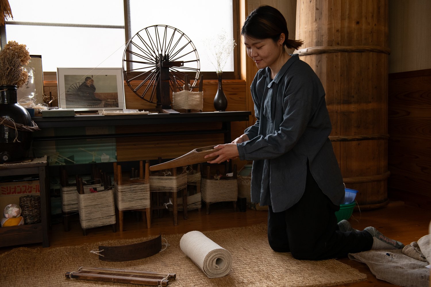 ▲大切に使い継がれている杼。