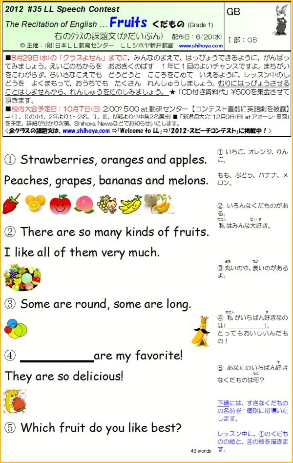 Part-1 for GB "Fruits"