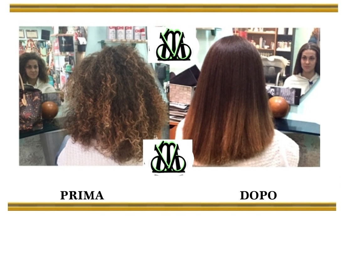 Immagini prima e dopo la stiratura dei capelli