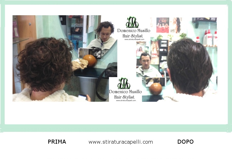 Capelli prima e dopo la stiratura dei capelli