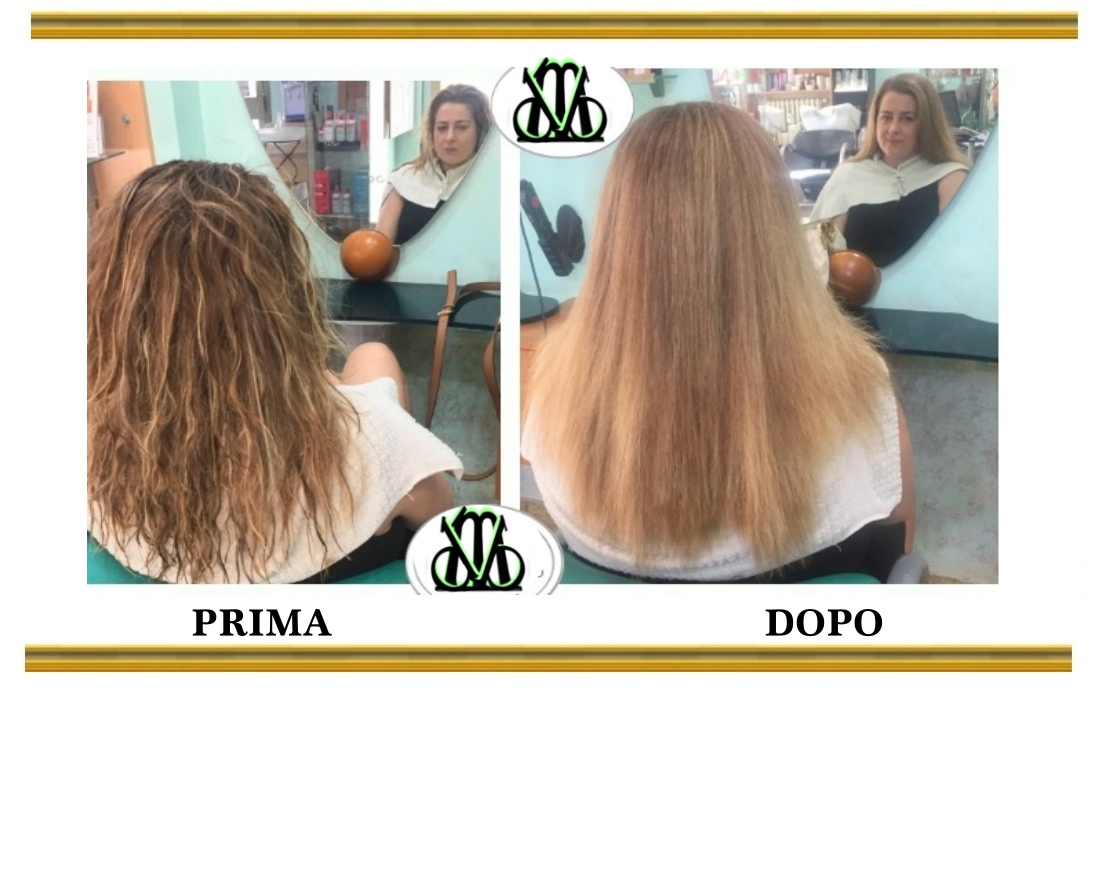Capelli prima e dopo la stiratura dei capelli