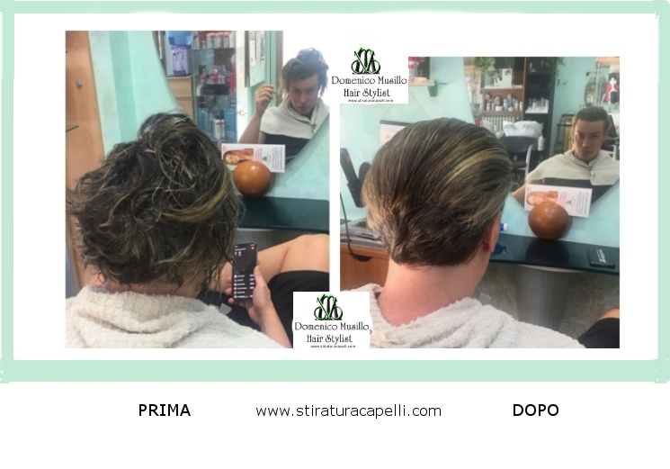 Capelli prima e dopo la stiratura dei capelli