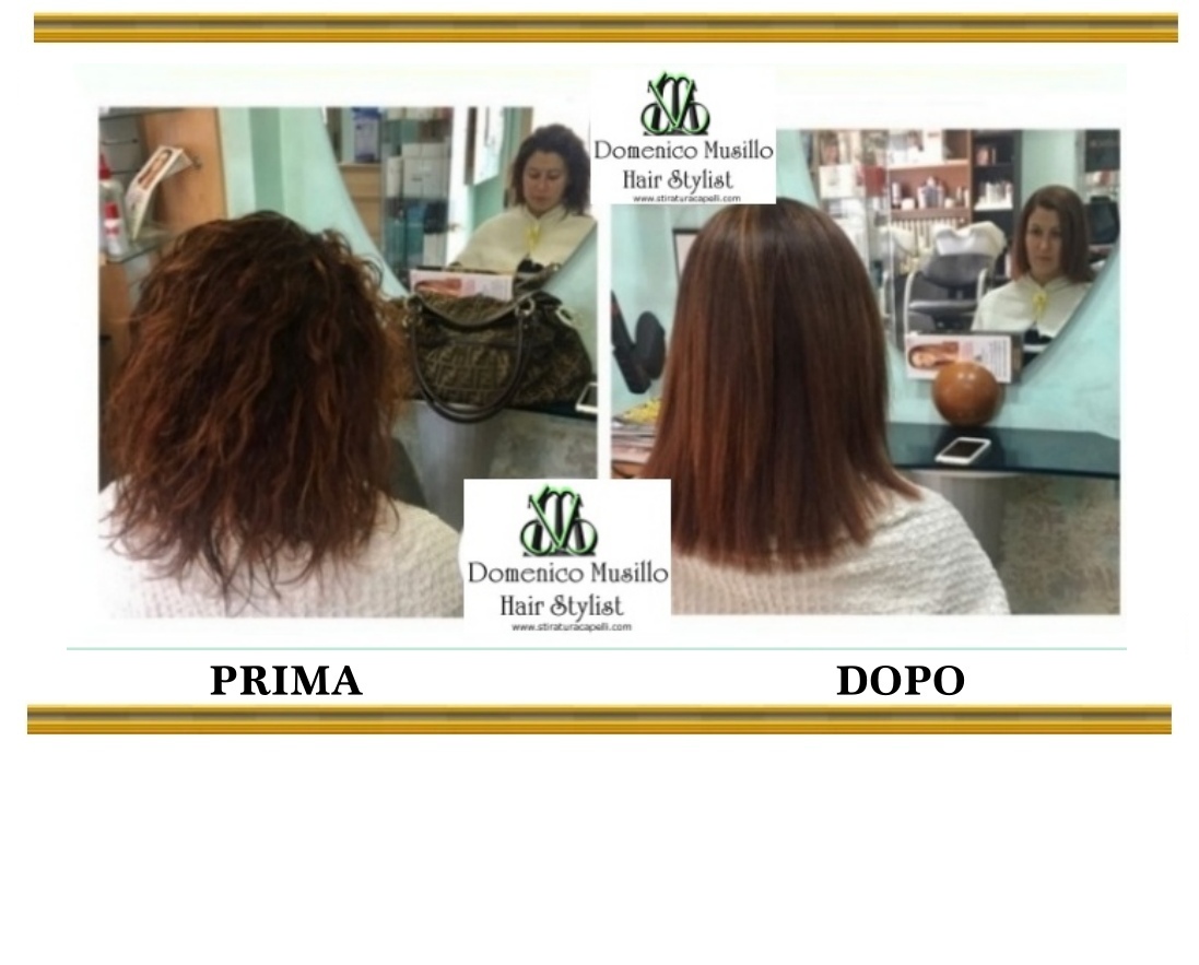 Immagini prima e dopo la stiratura dei capelli