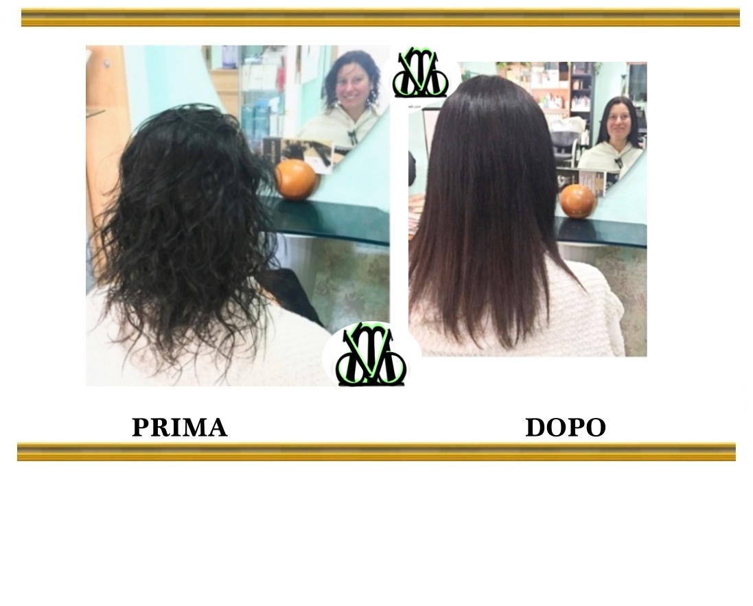 Immagini prima e dopo la stiratura dei capelli