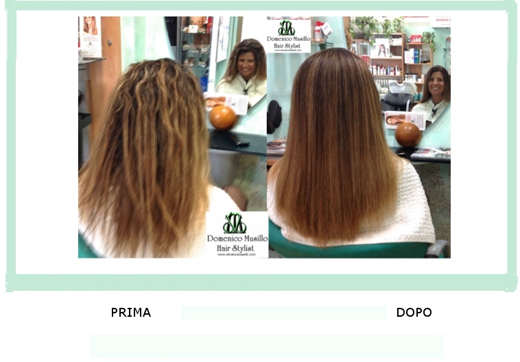Immagini prima e dopo la stiratura dei capelli