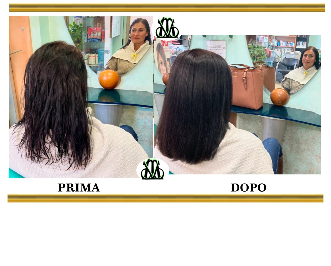 Immagini prima e dopo la stiratura dei capelli