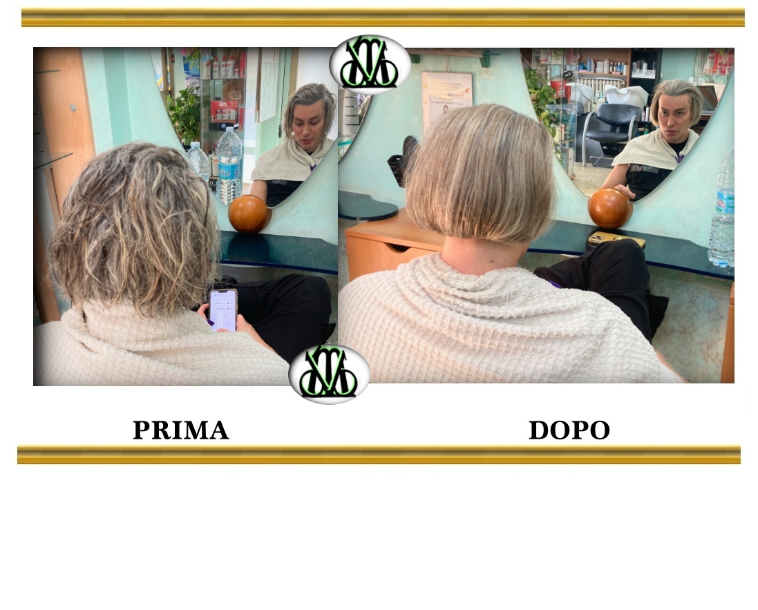 Capelli prima e dopo la stiratura dei capelli