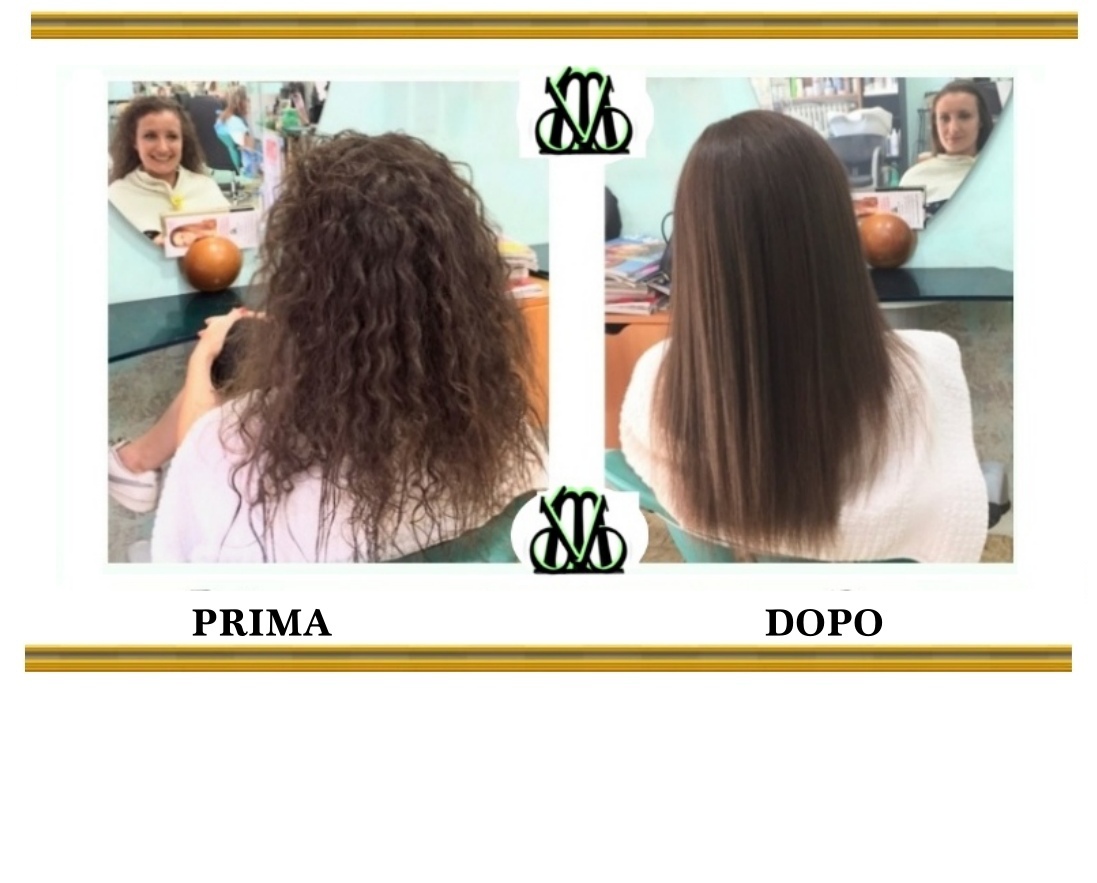 Immagini prima e dopo la stiratura dei capelli