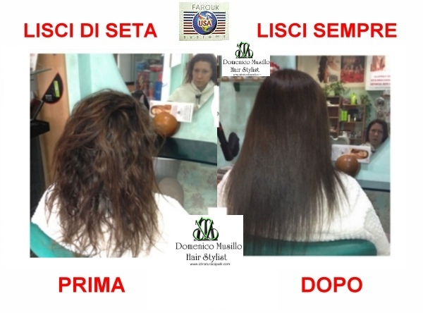 Immagini prima e dopo la stiratura dei capelli