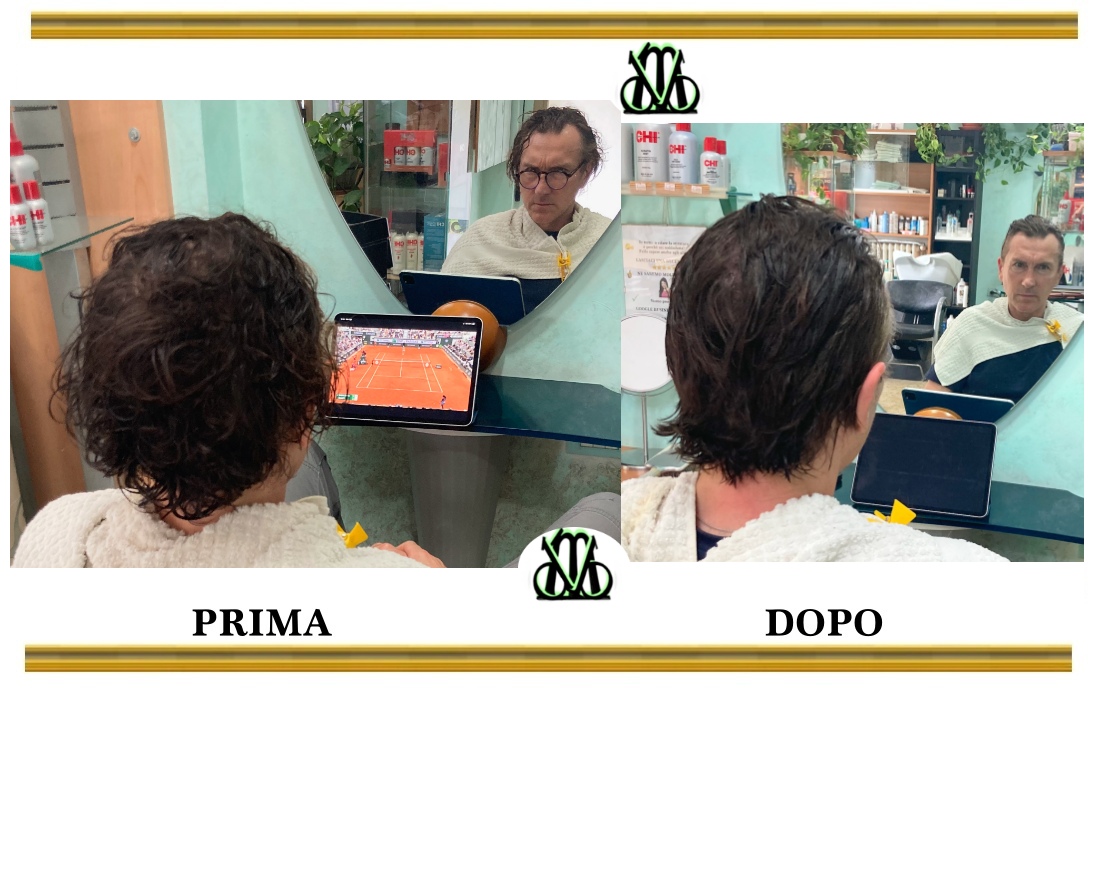 Capelli prima e dopo la stiratura dei capelli