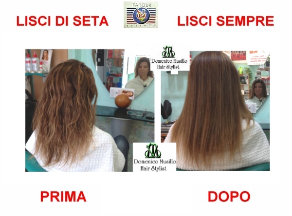 Immagini prima e dopo la stiratura dei capelli