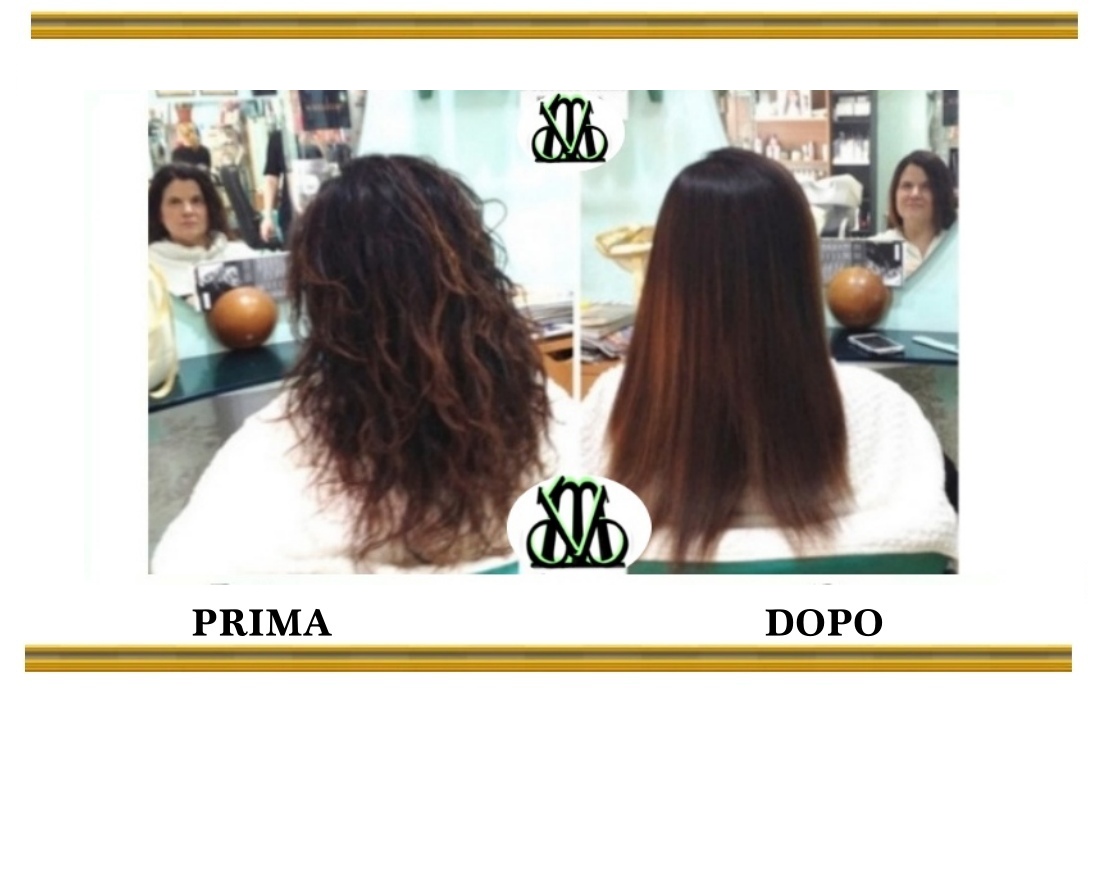 Immagini prima e dopo la stiratura dei capelli