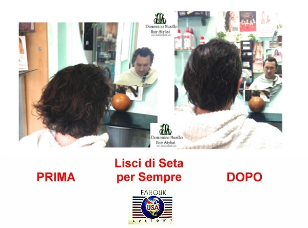 Capelli prima e dopo la stiratura dei capelli