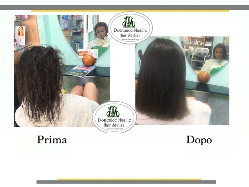 Immagini prima e dopo la stiratura dei capelli
