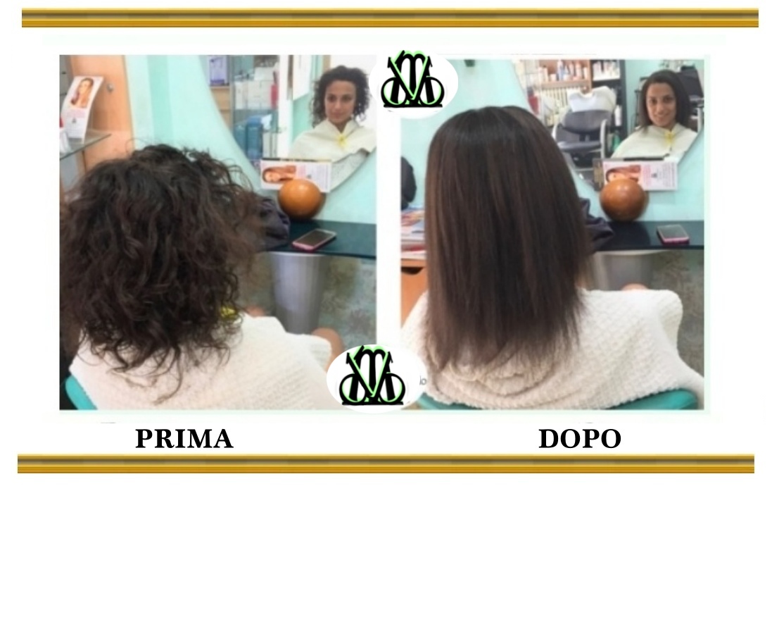 Capelli prima e dopo la stiratura dei capelli