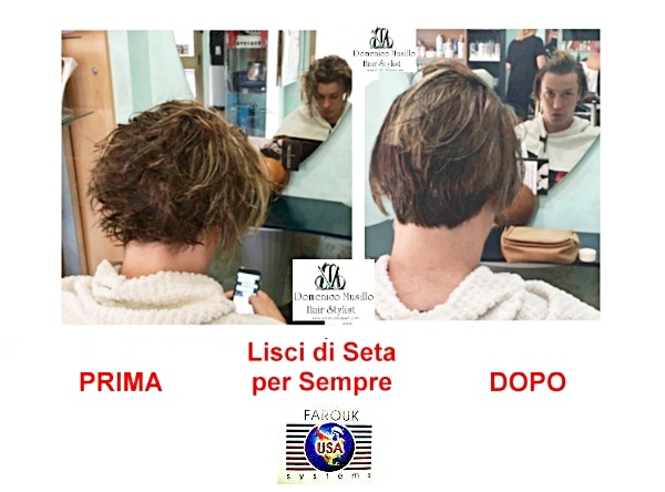 Capelli prima e dopo la stiratura dei capelli