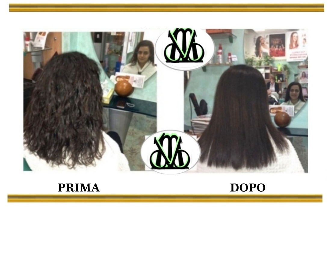 Immagini prima e dopo la stiratura dei capelli